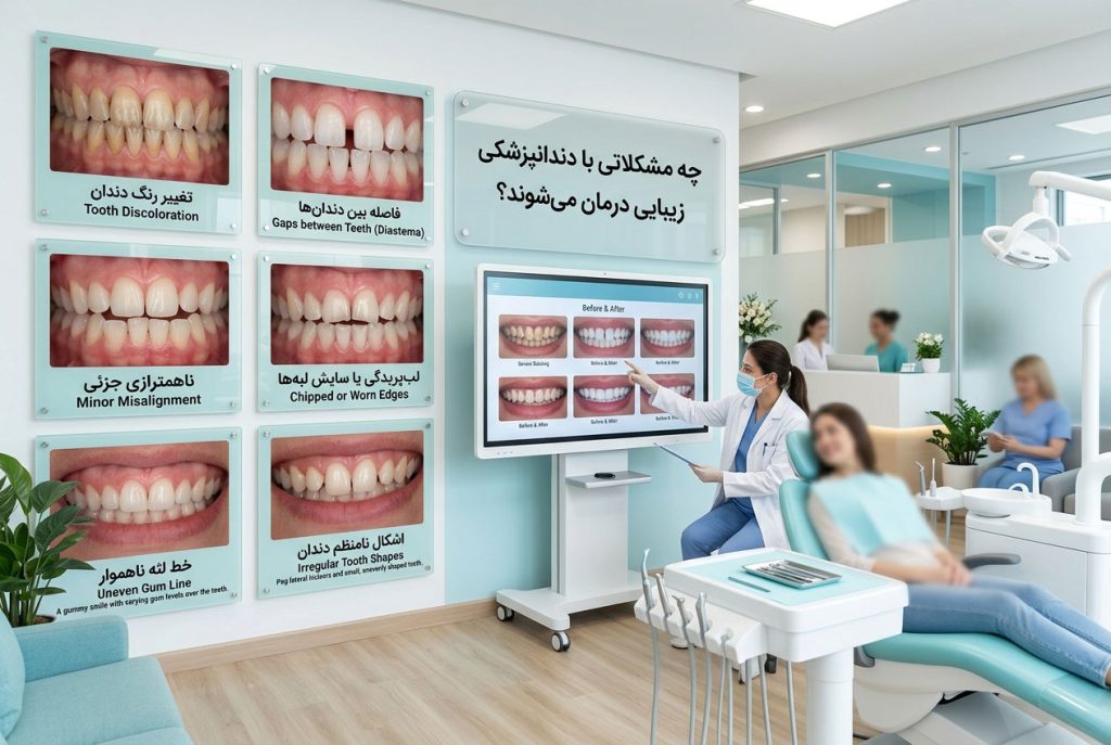 چه مشکلاتی با دندانپزشکی زیبایی درمان می‌شوند؟