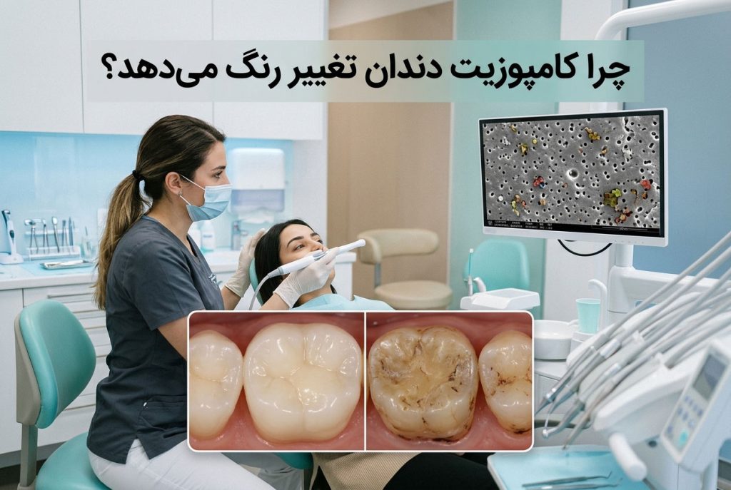 چرا کامپوزیت دندان تغییر رنگ می‌دهد؟